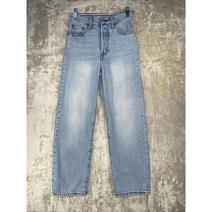 Levis Premium Ribcage Straight Ankle Jeans Womens 24x26 Light Wash Button Fly